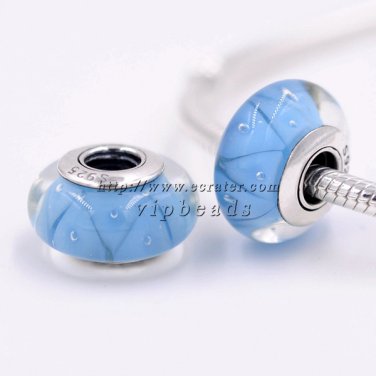 S925 Silver Blue Looking Murano Glass Beads Fits European Pan charms Bracelets ZS045