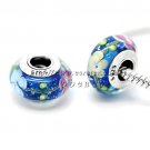 S925 Silver Three-color flowers Murano Glass Beads Charms Fits European jewelry Bracelets ZS058