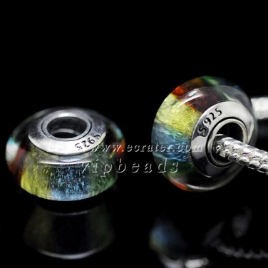 S925 Sterling silver Colorful Murano Glass Beads Charms Fits European jewelry Bracelets ZS064