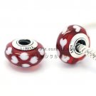 S925 Sterling Silver Red Sweethearts Murano Glass Beads Charms Fits European jewelry Bracelets ZS100