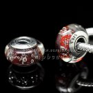 S925 Sterling Silver Red bubbles Murano Glass Beads Charms Fits European jewelry Bracelets ZS115
