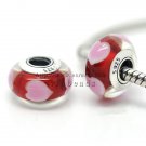 S925 Silver Pink love Murano Glass Beads Charms Fits European jewelry Bracelets ZS177
