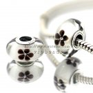 S925 Silver Black cherry blossoms Murano Glass Beads Charms Fits European jewelry Bracelets ZS201