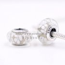 S925 Silver Transparent white Murano Glass Beads Charms Fits European jewelry Bracelets ZS013B