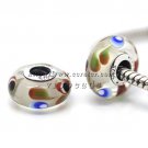 S925 Sterling Silver Feathers Murano Glass Beads Charms Fits European jewelry Bracelets ZS260