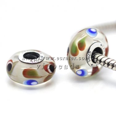 S925 Sterling Silver Feathers Murano Glass Beads Charms Fits European jewelry Bracelets ZS260
