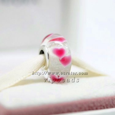 S925 Sterling Silver Double love Murano Glass Beads Charms Fits European jewelry Bracelets ZS320