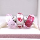 3pcs S925 Silver Valentine's Day combination Murano Glass Beads Charms Fits European Bracelets