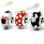 3pcs S925 Silver Minnie Mitch combination Murano Glass Beads Charms Fits European Bracelets