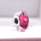 S925 Silver Valentine's Day rose heart Murano Glass Beads Charms Fits European DIY Bracelets