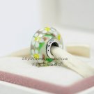 S925 Silver Inlaid flowers Murano Glass Beads Charms Fits European DIY jewelry Bracelets ZS272