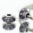 S925 Silver Purple effervescence Murano Glass Beads Charms Fits European jewelry DIY Bracelets ZS278