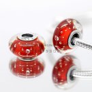 S925 Silver Red effervescence Murano Glass Beads Charms Fits European jewelry DIY Bracelets ZS300
