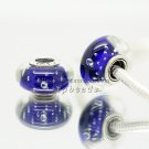 S925 Silver Blue effervescence Murano Glass Beads Charms Fits European jewelry Bracelets ZS301