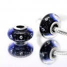 S925 Sterling Silver Starry sky Murano Glass Beads Charms Fits European jewelry DIY Bracelets ZS302
