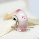S925 Sterling Silver Pink heart Murano Glass Beads Charms Fits European jewelry Bracelets ZS307