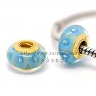 Sky blue 18K 585 gold-plated Murano Glass Beads Charms Fits European jewelry DIY Bracelets