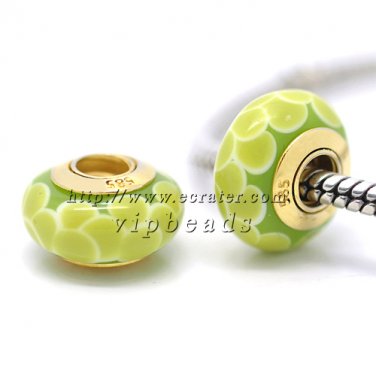 Turmeric lotus 18K 585 gold-plated Murano Glass Beads Charms Fits European jewelry DIY Bracelets