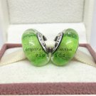 S925 Silver Green fluorescence Murano Glass Beads Charms Fits European jewelry DIY Bracelets