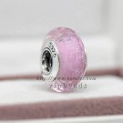 S925 Sterling Silver Pink shiny faceted Murano Glass Beads Charms fit European jewelry bracelet