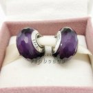 S925 Silver Dark purple faceted Murano Glass Beads Charms fit European jewelry bracelet 091