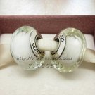 S925 Silver white faceted Murano Glass Beads Charms fit European jewelry bracelet 096