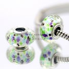 S925 Silver Grass green faceted Murano Glass Beads Charms fit European jewelry bracelet 238