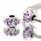 S925 Silver Purple spots faceted Murano Glass Beads Charms fit European jewelry bracelet 239