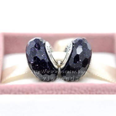 S925 Silver Star blue shine faceted Murano Glass Beads Charms fit European jewelry bracelet 303