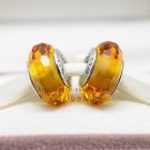 S925 Silver Champagne Yellow faceted Murano Glass Beads Charms fit European jewelry bracelet 308