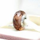 S925 Silver Brown four sides faceted Murano Glass Beads Charms fit European jewelry bracelet 317