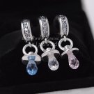 2016 Woman jewelry pink blue white baby pacifier jewelry set 925 sterling silver Charm Beads