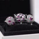 NEW Red Love Series Jewelry Set fit charm bracelet necklace S925 sterling silver Woman jewelry gift