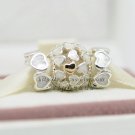 925 Sterling Silver White love enamel and K gold charm jewelry Set Woman Christmas gift