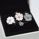 2016 Fashion three-piece S925 Sterling Silver with Pink and Clear Cz Charm Flowers Garden Set