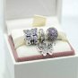 S925 Sterling Silver Aqua Faceted Screw Core Murano Glass Beads and Dangle Gift