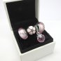 NEW S925 Sterling Silver Murano Glass With Pink Butterfly Hanging Charm