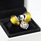 New S925 Sterling Silver 14K gold pendant love Fascinating Charm Jewelry Set