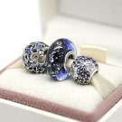 NEW S925 Sterling Silver Midnight Charm Jewelry Sets Fit European Woman Jewelry