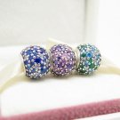 NEW S925 Silver Multi-colored Pave Light Style Charm Jewelry Set Fit European charm Bracelet