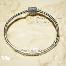 2016 Valentine Collection S925 Sterling Silver Bracelet Pave Heart With Clear Cz Clasp Bracelet