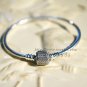 S925 Silver Bracelet Barrel Clasp With Clear CZs standard Bracelet Chain Snake charm Bracelet