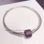 S925 Silver Signature Clasp With Royal Pink CZ Barrel Clasp Standard DIY charm Bracelet