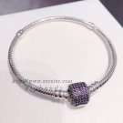 S925 Silver Signature Clasp With Royal- Purple CZ Barrel Clasp Standard DIY charm Bracelet