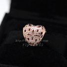 NEW Rose Gold Plated Plating Operwork Heart Love with Clear CZ Pave charms Beads