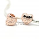Rose Gold Plated Love Heart Charm Bead Fit European Bracelets & Necklaces Woman Jewelry Gift