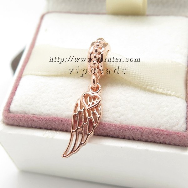Rose Gold Plated Love Guidance Angel Wing Dangle Charm Bead Fit European Jewelry Charm Bracelets