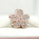 Rose Gold Plated Rose Dazzling Daisy with Clear CZ Charm Fits European Jewelry Charm Bracelets