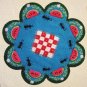 "Picnic" Watermelon Candle Mat Penny Rug Ants Flowers And Blanket PATTERN #167