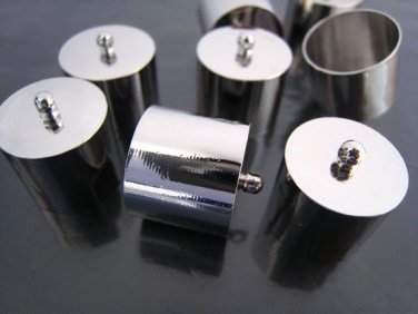 Finding - 2 pcs Silver Round Very Large Tone Cord Buckle End Cap with Loop ( inside 17mm Diameter )